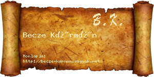 Becze Kármán névjegykártya